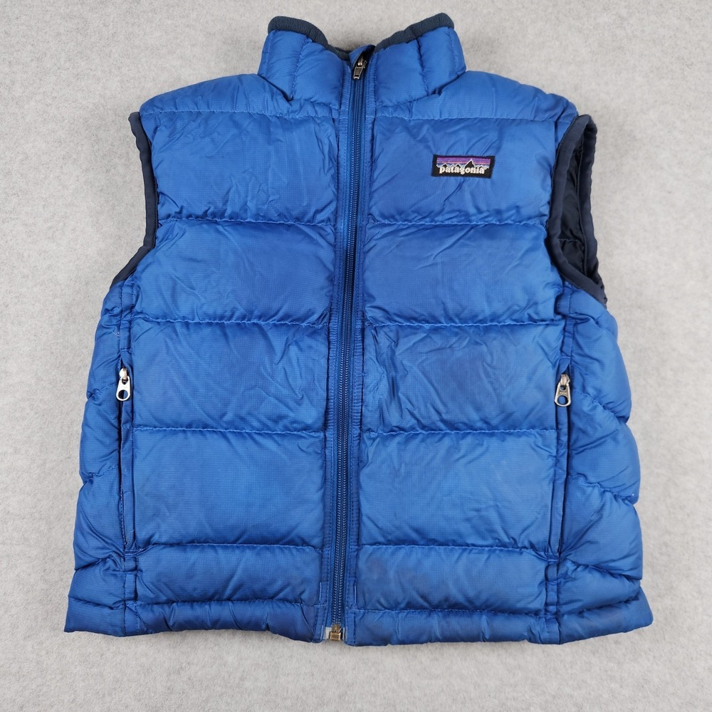 Patagonia Kids Down Vest  Small Blue Goose Puffer Insulated Full Zip Winter